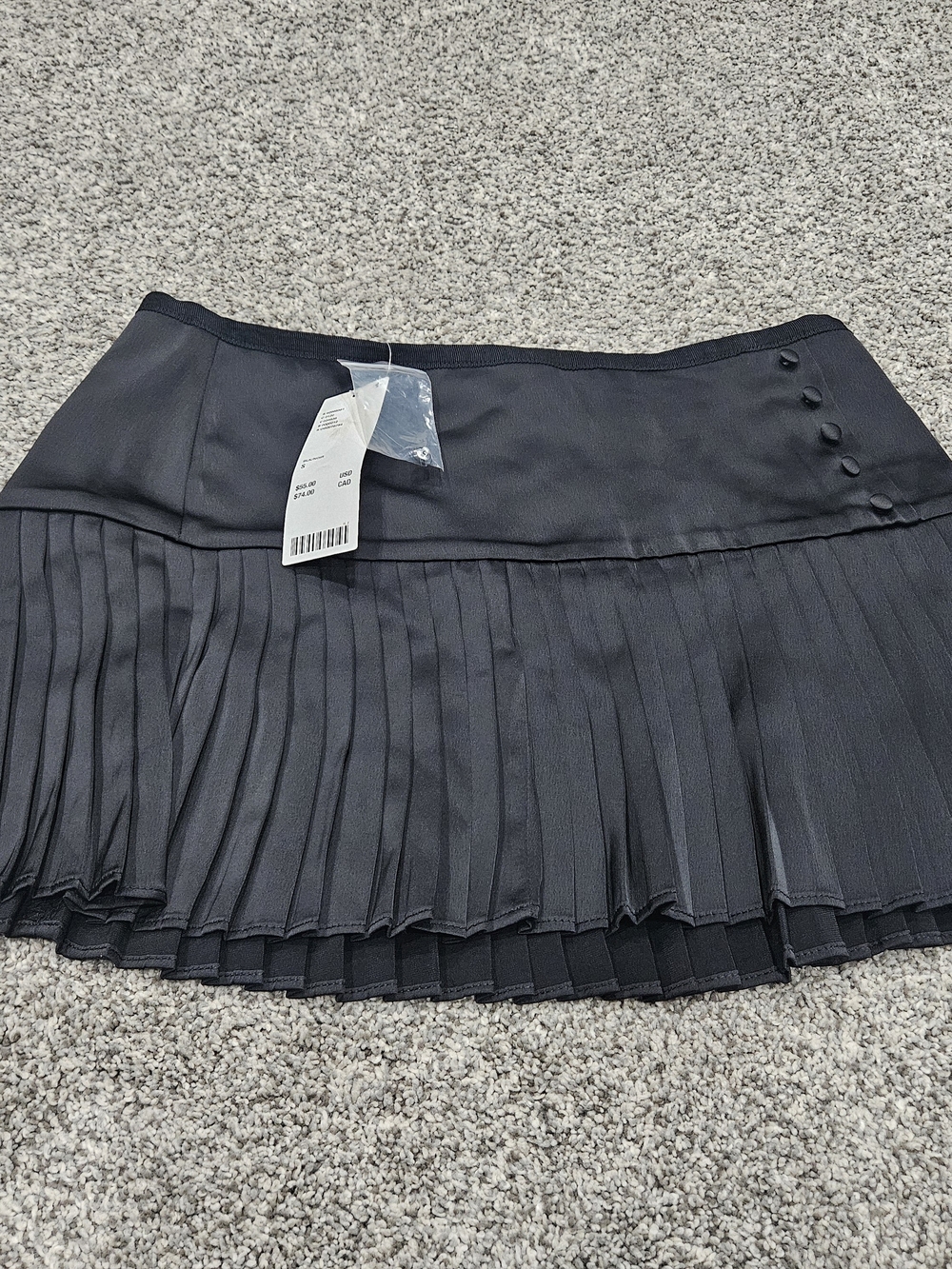 Urban Outfitters Black Pleated Mini Skirt with Side Button Trim